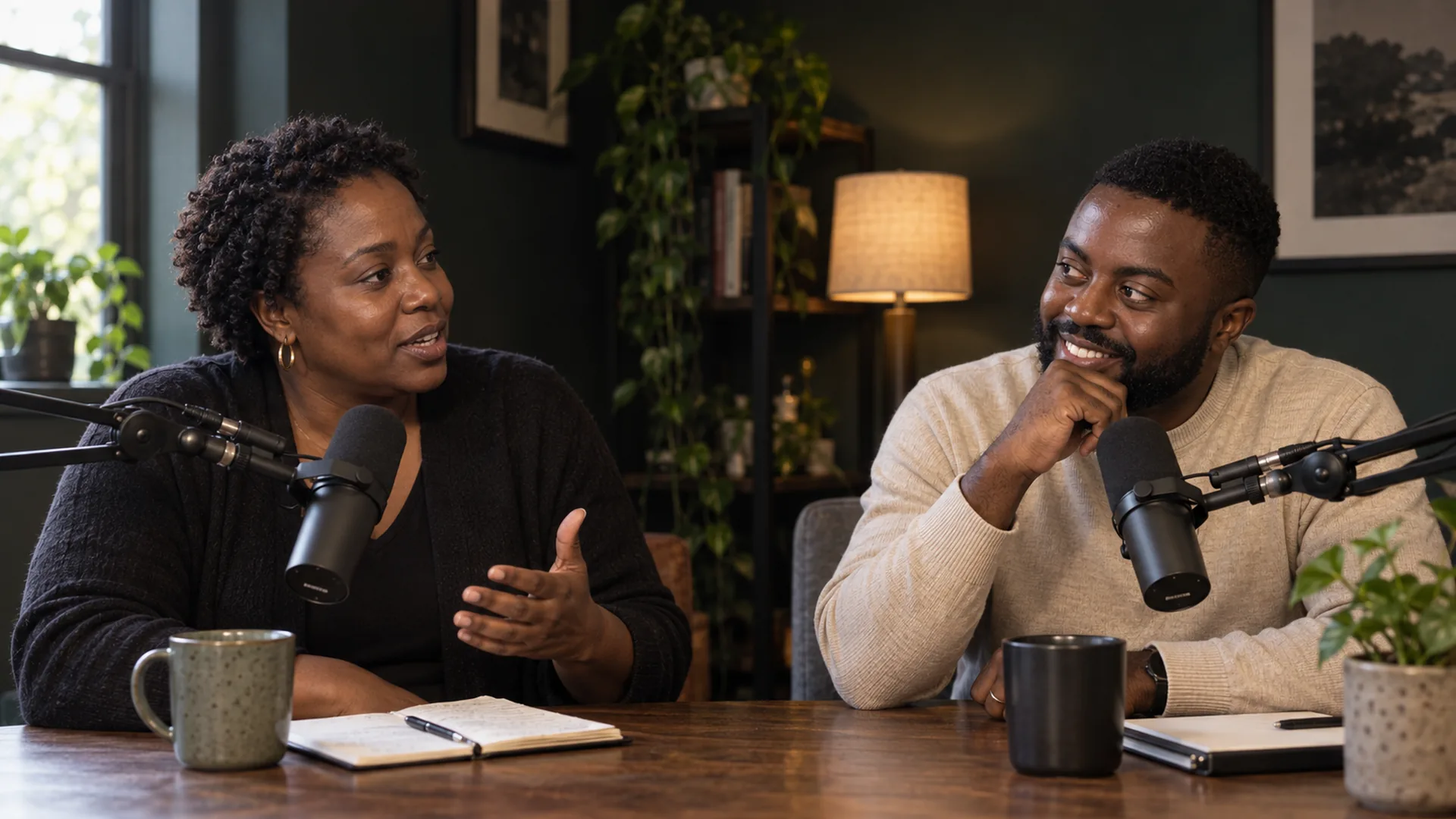 Gaston Che listening as a guest tells her story at the Becoming a Founder table